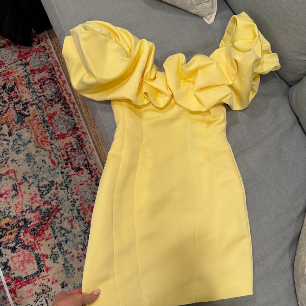 Fashion Nova Strapless Yellow Dress